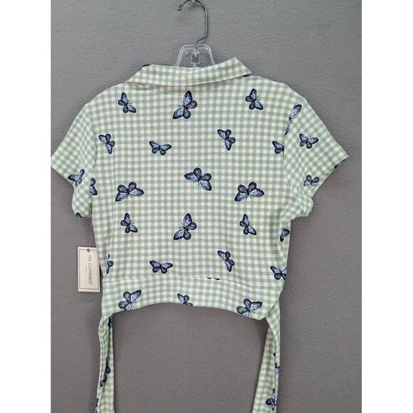 No Comment NY-LA Crop Top Front Tie Butterfly Pattern Stretch Women's XL NWT - Picture 4 of 10